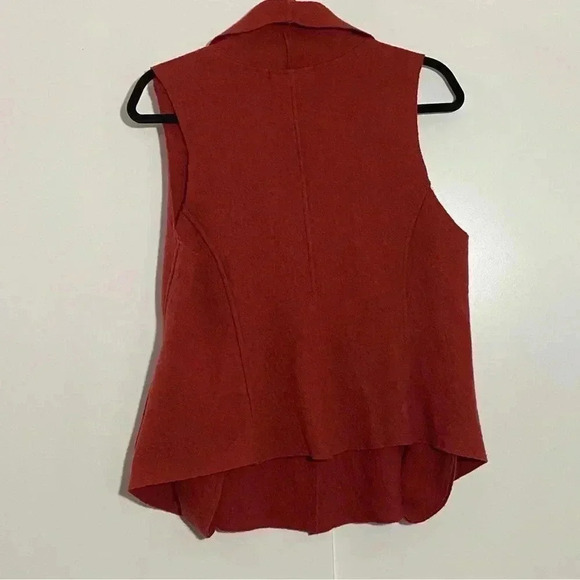 Cut loose women 100% wool orange front  button collar lagenlook preppy vest -S - Picture 2 of 9